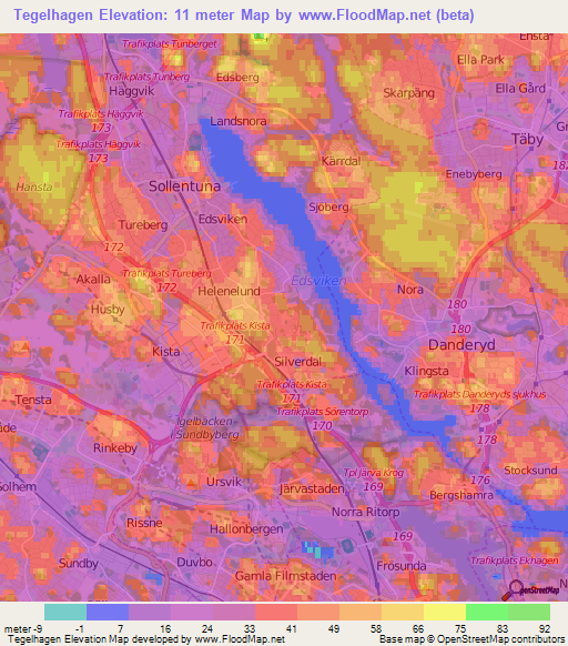 Tegelhagen,Sweden Elevation Map