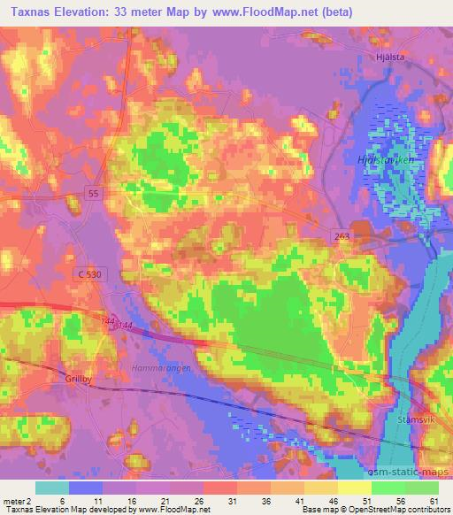 Taxnas,Sweden Elevation Map