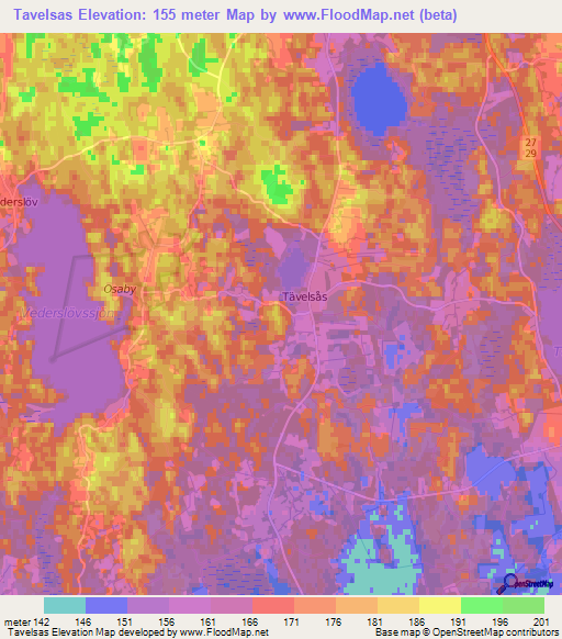 Tavelsas,Sweden Elevation Map