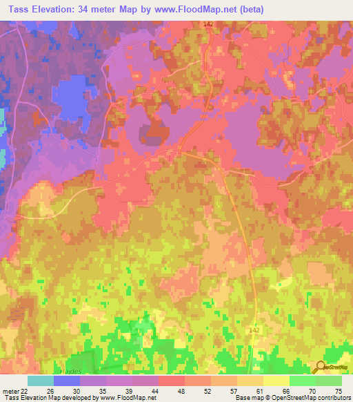 Tass,Sweden Elevation Map