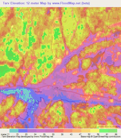 Tarv,Sweden Elevation Map