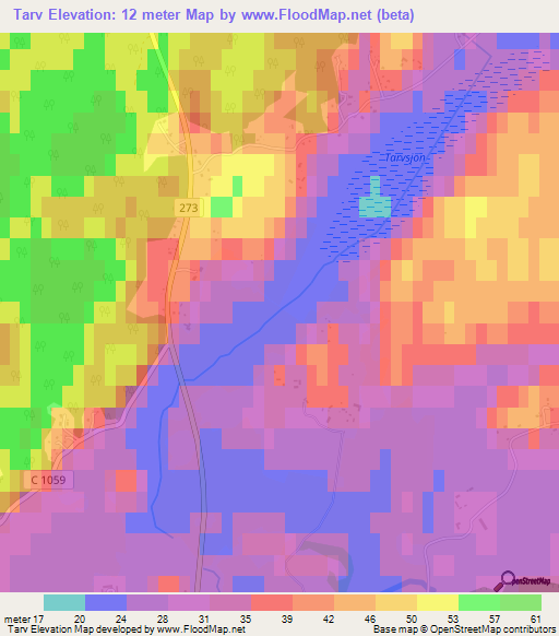 Tarv,Sweden Elevation Map