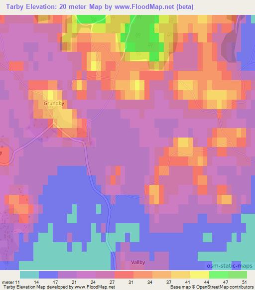 Tarby,Sweden Elevation Map