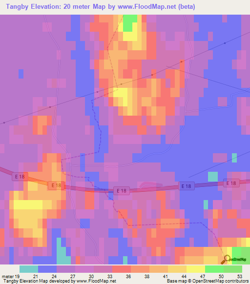 Tangby,Sweden Elevation Map