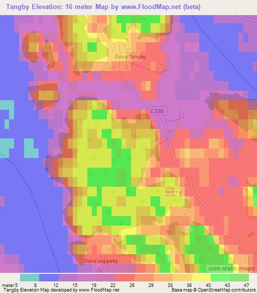 Tangby,Sweden Elevation Map