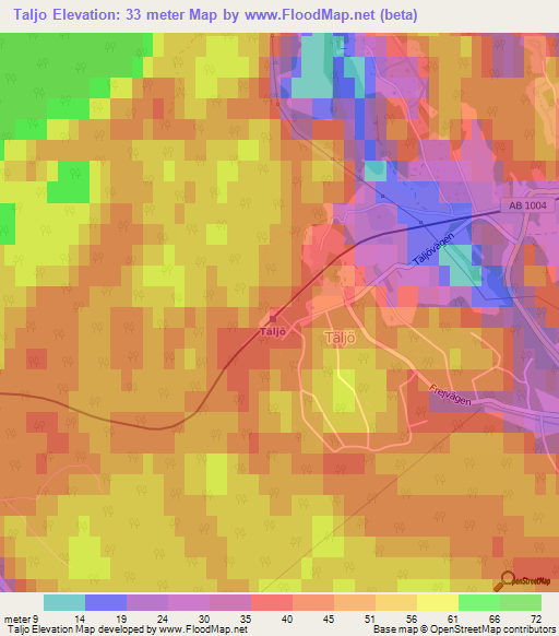 Taljo,Sweden Elevation Map