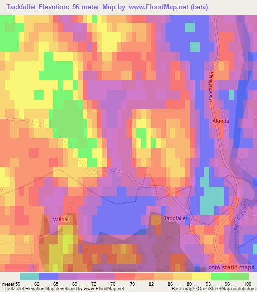 Tackfallet,Sweden Elevation Map