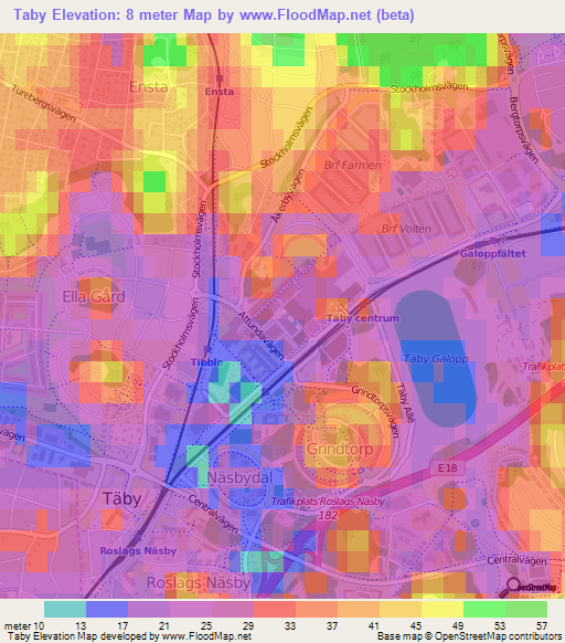 Taby,Sweden Elevation Map