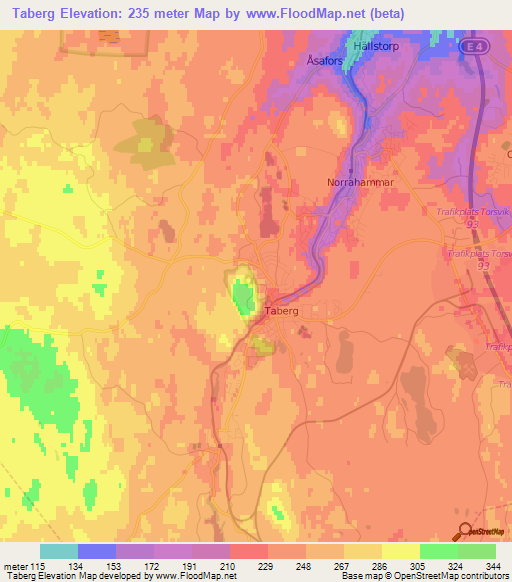 Taberg,Sweden Elevation Map