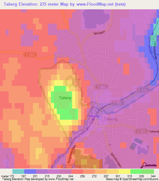 Taberg,Sweden Elevation Map