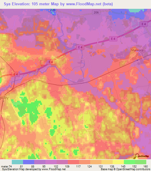 Sya,Sweden Elevation Map