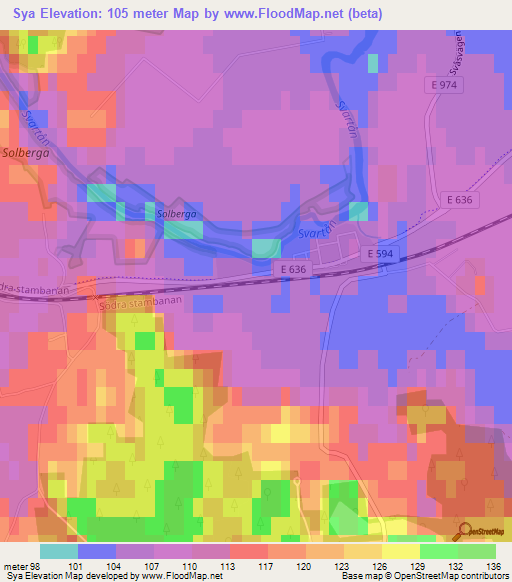 Sya,Sweden Elevation Map