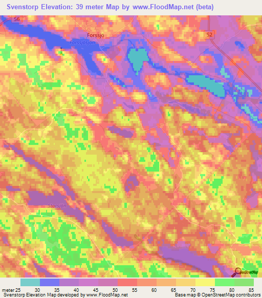 Svenstorp,Sweden Elevation Map