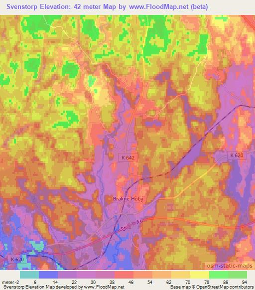 Svenstorp,Sweden Elevation Map