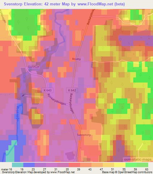 Svenstorp,Sweden Elevation Map