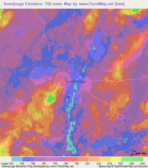 Svenljunga,Sweden Elevation Map