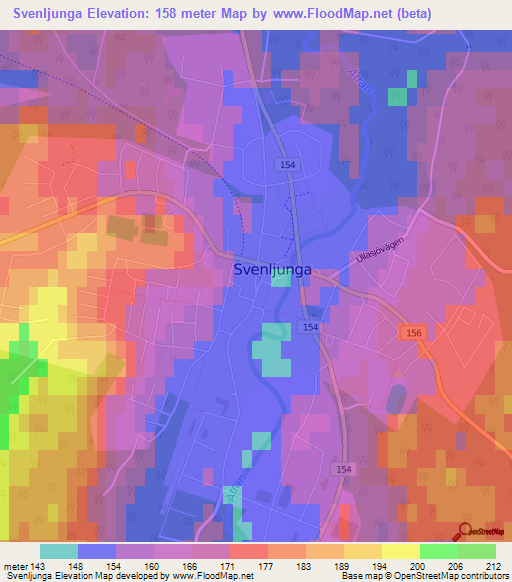 Svenljunga,Sweden Elevation Map