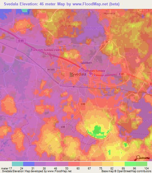 Svedala,Sweden Elevation Map