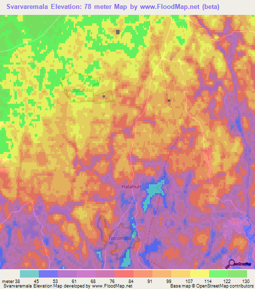 Svarvaremala,Sweden Elevation Map