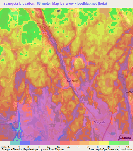 Svangsta,Sweden Elevation Map