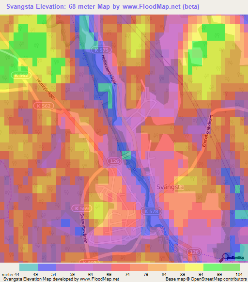 Svangsta,Sweden Elevation Map