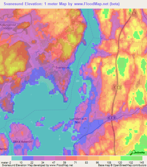 Svanesund,Sweden Elevation Map