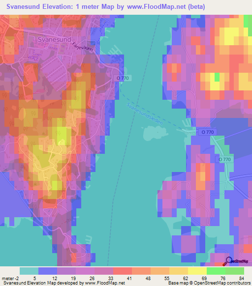 Svanesund,Sweden Elevation Map