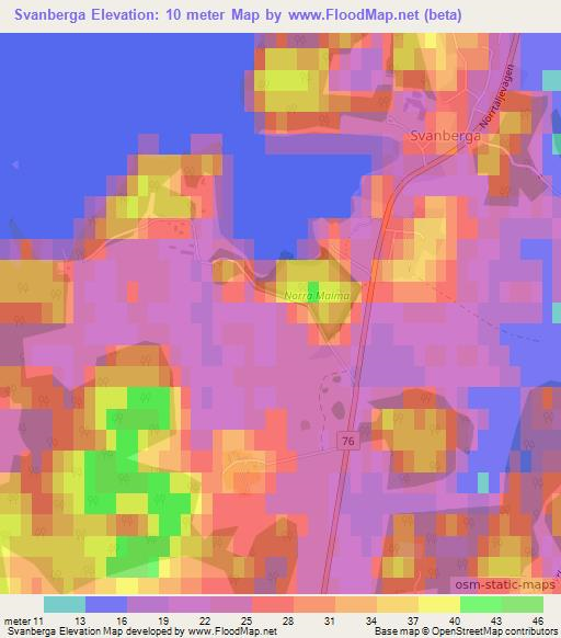 Svanberga,Sweden Elevation Map