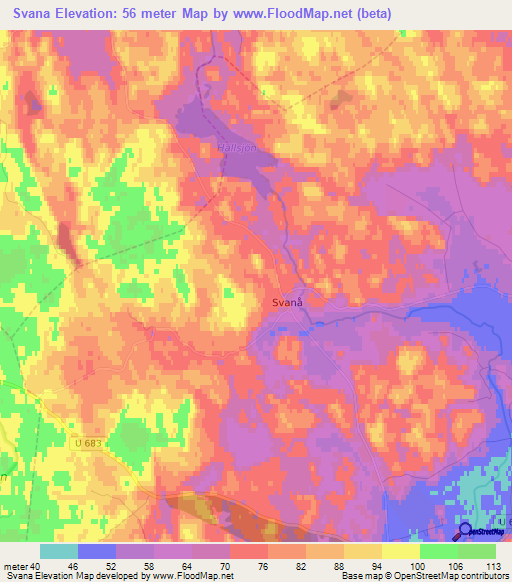 Svana,Sweden Elevation Map