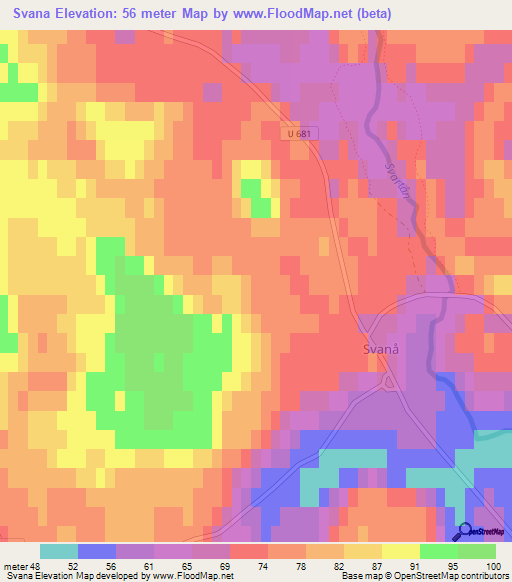 Svana,Sweden Elevation Map