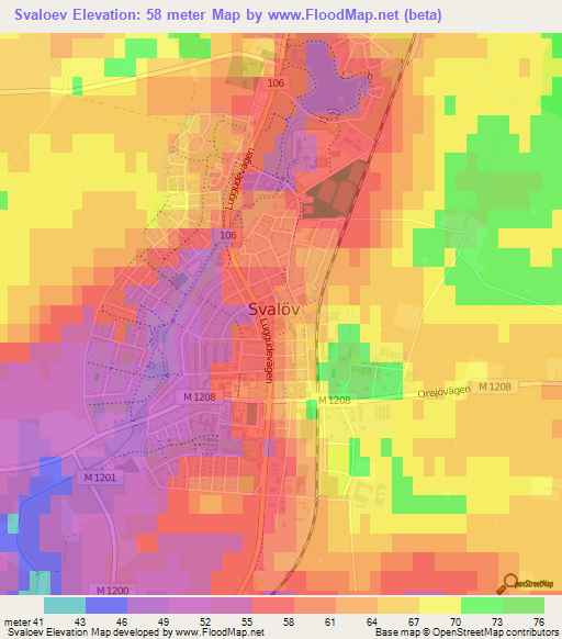 Svaloev,Sweden Elevation Map