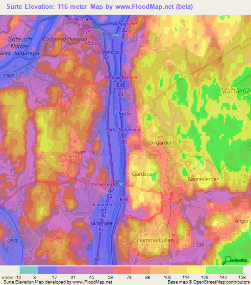 Surte,Sweden Elevation Map