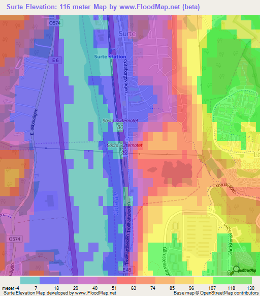 Surte,Sweden Elevation Map