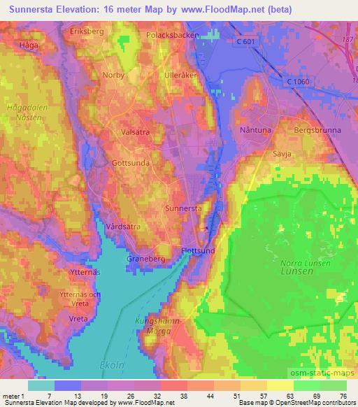 Sunnersta,Sweden Elevation Map