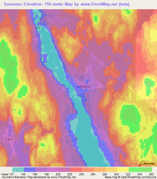 Sunnemo,Sweden Elevation Map