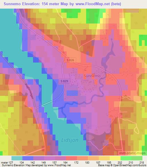 Sunnemo,Sweden Elevation Map