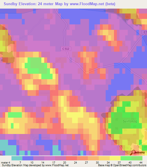 Sundby,Sweden Elevation Map