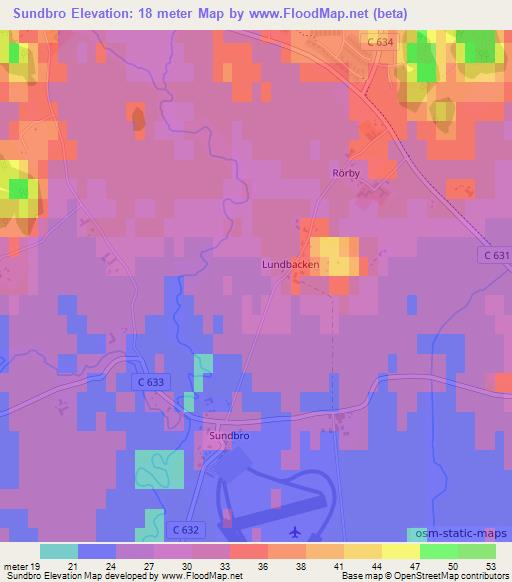 Sundbro,Sweden Elevation Map