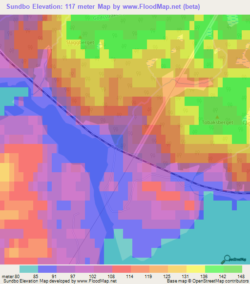 Sundbo,Sweden Elevation Map