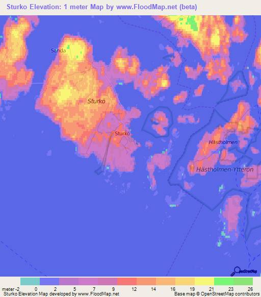 Sturko,Sweden Elevation Map