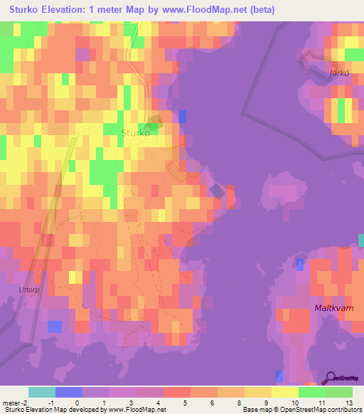 Sturko,Sweden Elevation Map