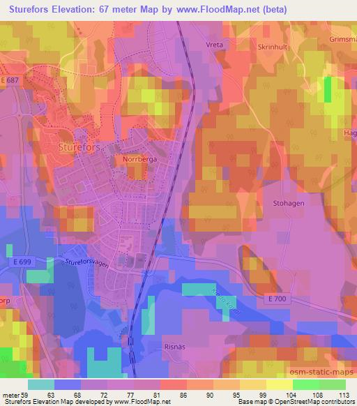 Sturefors,Sweden Elevation Map