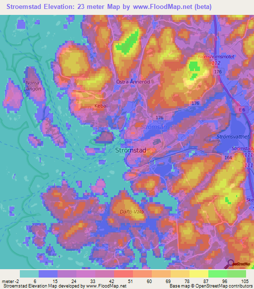 Stroemstad,Sweden Elevation Map