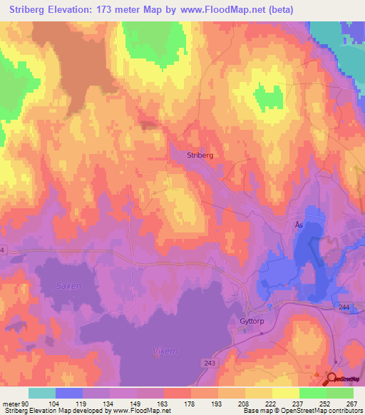 Striberg,Sweden Elevation Map