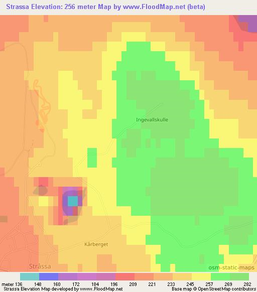 Strassa,Sweden Elevation Map