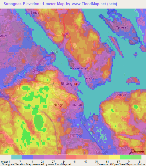 Strangnas,Sweden Elevation Map