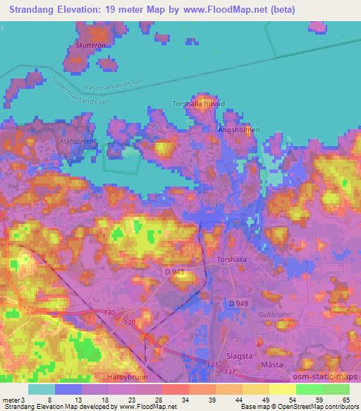 Strandang,Sweden Elevation Map