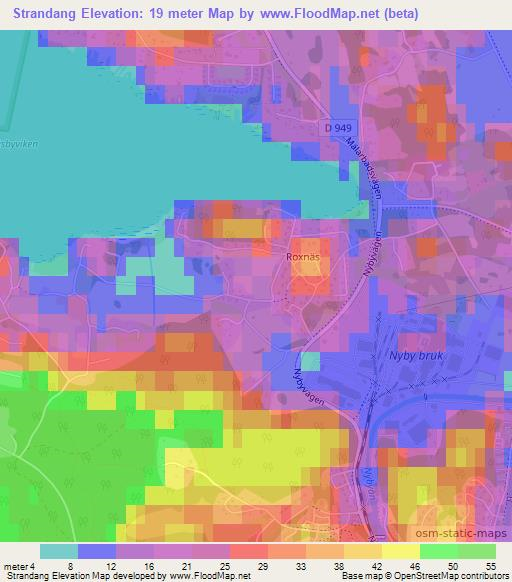 Strandang,Sweden Elevation Map