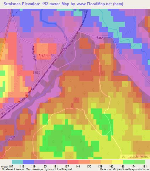 Stralsnas,Sweden Elevation Map