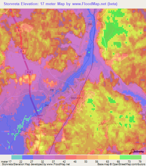 Storvreta,Sweden Elevation Map